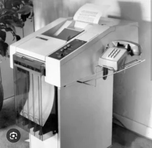 Vintage office fax machine with telephone
